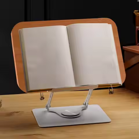 Hands-free Book Stand Adjustable Book Stand 360-degree Rotating Bamboo Book Holder Hands-free Deskto
