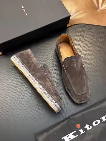 Kiton men's calfskin leather sneakers