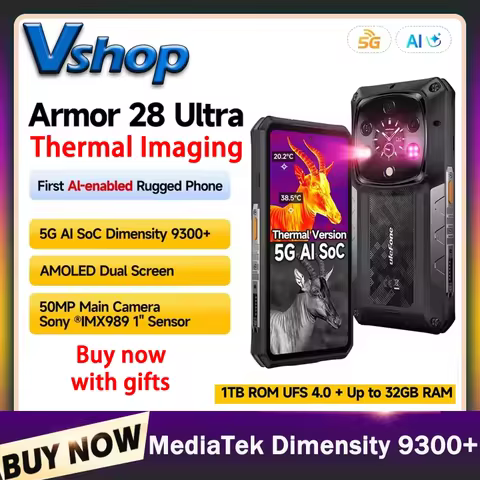 Ulefone Armor 28 Ultra 5G AI Thermal Imaging Rugged Phone 16GB+1TB Smartphone Android 14 AMOLED 6.67