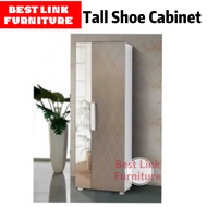 BEST LINK FURNITURE TALL SHOE CABINET WITH MIRROR / TALL SHOE RACK