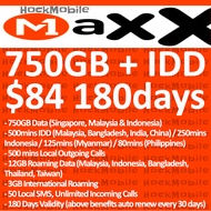 [M1 Maxx] $84 Maxx with IDD 750GB (180 Days) / Renewal Plan / Mobile Top Up / Recharge