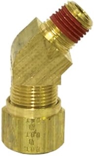 Tectran 1374-8D Brass D.O.T. Air Brake Fitting 45 Degree Elbow for Nylon Tube Size, 1/2" Pipe Thread
