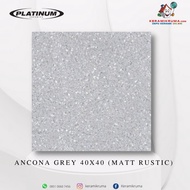 Keramik Lantai Platinum 40x40 Ancona Grey Matt Rustic Kasar