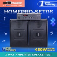 DB Audio by Astron HOMEPRO-SET06 3 Way Amplifier Speaker Set | 450W Power Output | 6" Woofer | Bluet