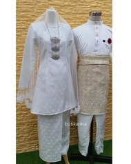 BAJU KURUNG PAHANG SONGKET PUTIH OFF WHITE | SET KURUNG PAHANG NIKAH PUTIH | VEIL LACE PENGANTIN NIK