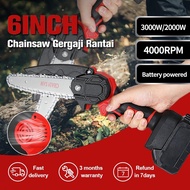 6" Inch cordless Mini Handheld Electric Chainsaw Portable Power Tree Mesin Pokok Chain Saw Battery Bateri trimmer