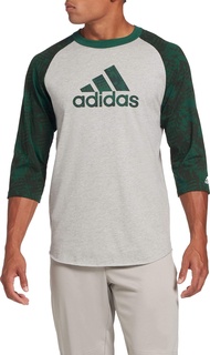 adidas Men's Triple Stripe Printed ¾ Sleeve Baseball Shirt