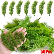 10-50Pcs Christmas Artificial Pine Needle - Green Fake Pine Branches - DIY Garland Green Leaves - Xm