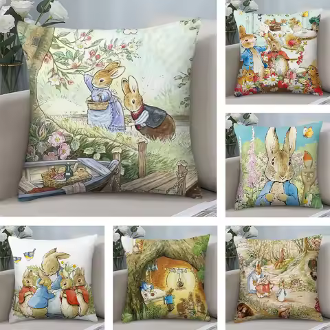 Cartoon p-peter r-rabbit Pillow Case Short Plush Pillow Covers Sofa Decorative Gift Home Double-side