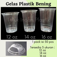 (50pcs) Gelas Plastik Uk 10oz 12oz 14oz 16oz / Gelas Plastik Murah