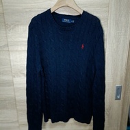 Polo Ralph Lauren RL 紅色小馬 深藍 麻花捲 絞花 針織衫 毛衣 男S
