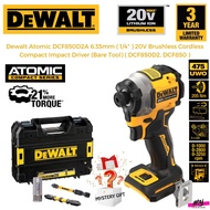 DEWALT Atomic DCF850D2A 6.35mm ( 1/4" ) 20V Brushless Cordless Compact Impact Driver (Bare Tool) ( D