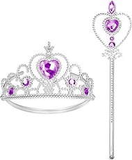 Cocojeci Tiara for Little Girls Princess Crown, Princess Dress Up Tiara and Wand Birthday Crown for 