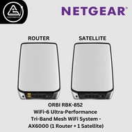 Netgear Orbi WiFi-6 Ultra-Performance Tri-Band Mesh WiFi System - AX6000 (1 Router + 1 Satellite) (R
