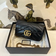 古馳Gucci Marmont 馬蒙超迷你Super mini 黑金斜背包