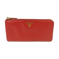 PRADA 牛皮皮革Long Wallet金扣長錢包紅色