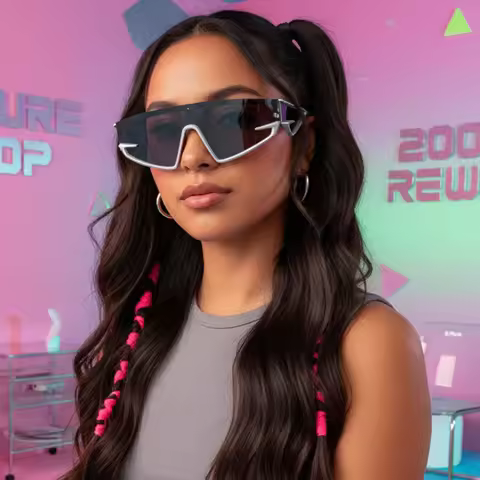 European And American Hip-Hop Retro Futuristic Tech-Savvy Cool Sunglasses Large Punk Sporty Style Y2