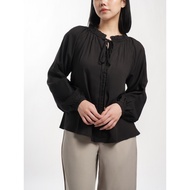 Wearstatuquo Laura Blouse with Ruffles and Gathers - Black