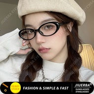 (JIUERBA) Classic Black Frame Anti Blue Light Eyeglasses for Women Small Frame Decorative Eyeglasses