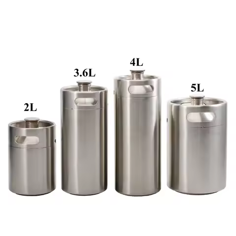 Brand New 2/3.6/4/5L Mini Keg Stainless Single Wall Refillable Screw Cap Portable Craft Beverage Kom