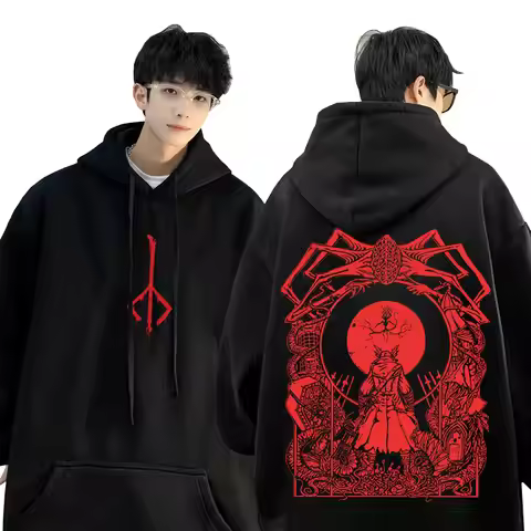 Game Bloodborne Graphic Hoodie Horror Hunter Cosplay Merch Sweatshirt Men Women Casual Vintage Pullo