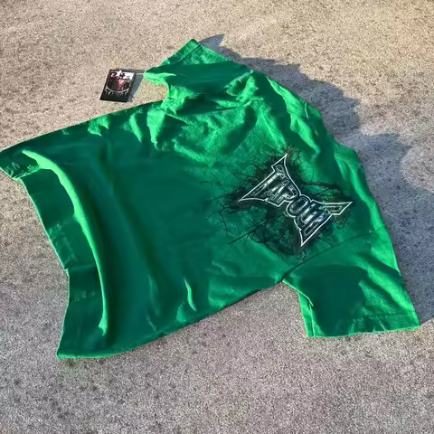 Green and black youth dead stock tap out tee with tags