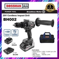 Bossman PRO 20V Cordless Impact Drill BH001 50Nm BH002 150Nm Hammer Drill Driver Mesin impak Bateri