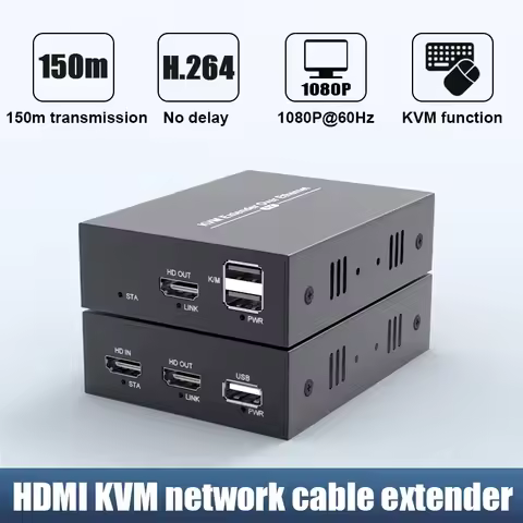 PWAY USB 2.0 KVM Extender RJ45 Ports 1080P HDMI Over LAN KVM Extender 150m HDMI KVM Extensor By Cat5