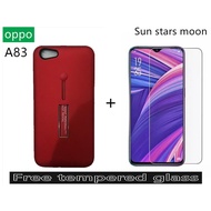 ♞,♘Oppo A83 Armor case with ring stand free tempered glass