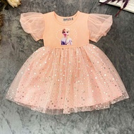 READY STOCK 1-4yr  custume Princess kids Baby Girl tulle Dress comfy Cute soft cotton Birthday Party