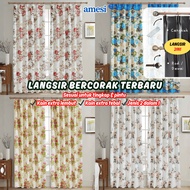 Curtain Langsir Tingkap Pintu Bilik Dapur Sliding Door Hook Cangkuk Semi Blackout Tirai Murah Purple