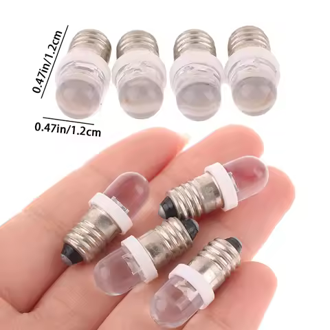 5Pcs E10 Led Bulb E10 DC 3V 6V 12V 24V Instrument Bulb E10 Indicator Bulb Old Fashioned Flashlight T