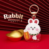 Get Rich Rabbit Keychain Creative Cartoon Festive Lucky Cute Rabbit Leather Key Small Pendant Gift F
