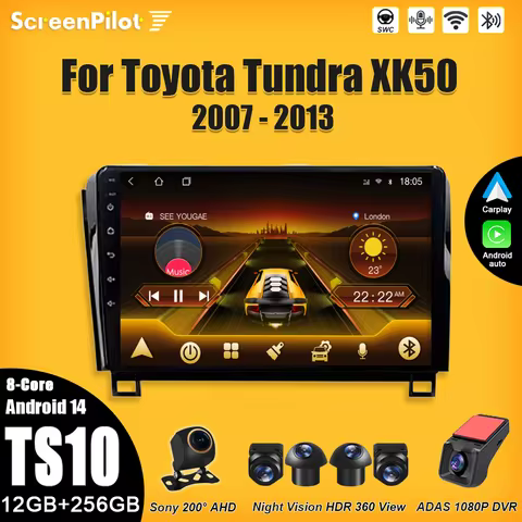 Android 16 For Toyota Tundra XK50 2007 - 2013 Multimedia Video Player Carplay Touch Screen RDS 8 Cor