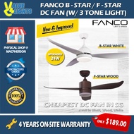 Fanco Best Selling DC Ceiling Fan B-Star F-Star with Remote Control Tri Tone LED Light 4 Years Onsite Warranty