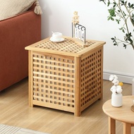 S/💖Nordic Wooden Bed Side Table Bedroom Japanese Creative Home Sofa Storage Side Table Storage Log Bedside Table Solid W