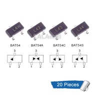 20 cái/lốc bat54 đánh dấu l4w bat54a L42 bat54c L43 bat54s L44 sot-23 30V/200mA Đi-ốt schottky chính