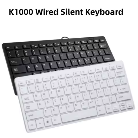 K1000 Chocolate USB Wired Mini Keyboard Silent 87 Keys Notebook External Multimedia Keyboard for Com