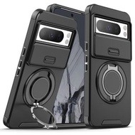 全城熱賣 - 適用於谷歌 Pixel 8 Pro 領客推窗指環支架手機殼（黑色）