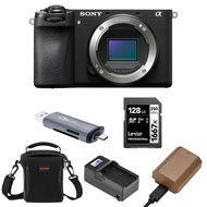 Sony Alpha a6700 Mirrorless Camera Body Bundle with Shoulder Bag, 128GB SD Card, Card Reader, Extra