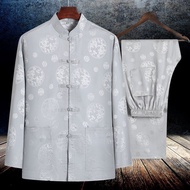 Baju Tang lelaki pertengahan dan tua yang musim semi dan musim panas lelaki baju sut lengan panjang 