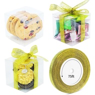 Quadafy 50 Pack Clear Candy Boxes, 2x2x2 Inches Favor Boxes, Transparent Plastic Gift Box With Ribbo