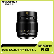 Brightin Star 50mm F1.05 Large Aperture Full-frame Manual Focus Classic Prime For Sony E Nikon Z L C