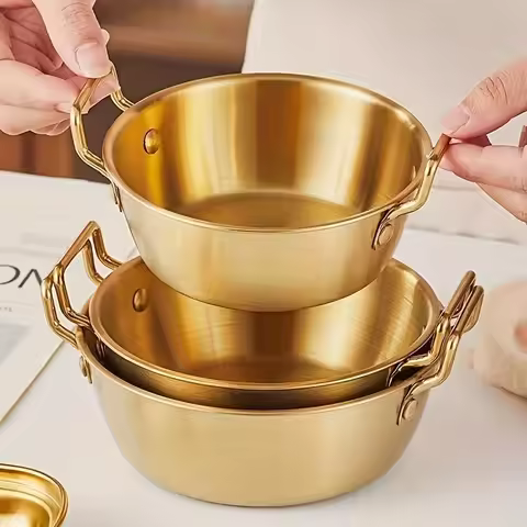 Stainless Steel Snack Bowl, Japanese Noodle Soup Bowl Ramen Bowls, Korean Serving Bowl with Handle, 