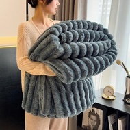 cod Solid Color Thickened Wide Striped Multifunctional Blanket Can Be Used As Bed Sheet Cover Blanke