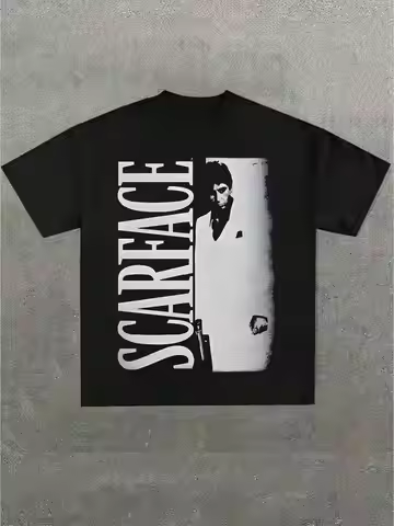 Scar Face Tony Lots O Light ,(1 Pcs )100% Cotton Casual Printed T-Shirt,Crew Neck Short Sleeve,220g