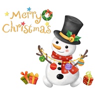 Christmas Snowman Sticker Glass Window Sticker Christmas Text Sticker Smooth Wall Sticker Mirror Gift Box Decals for Home Toilet Bathroom Coffee Shop Holiday Decors