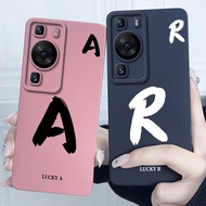 For Huawei P60 P 60 Pro Art Case Cover Lucky Initial Letter Silicone Soft Matte Phone Bumper for Hua