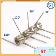 sus304 d0.7mm OD4/4.5/5/5.5/6/7/8/9mm V-shaped spiral torsion spring angle 60/90/120/180 degrees【ST-