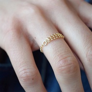 Esgs แหวนโซ่แบบมินิมอลสีทอง14K แหวนใส่นิ้วเครื่องประดับทองคำ Anillos Mujer Bague เครื่องประดับงานแต่งและงานหมั้น